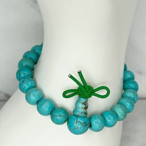 Faux Turquoise Bubble Beaded Stretch Bracelet